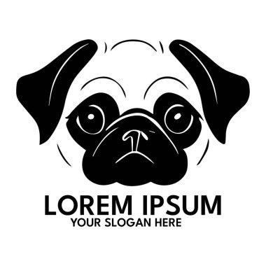 Pug silhouette, logo style vector illustration