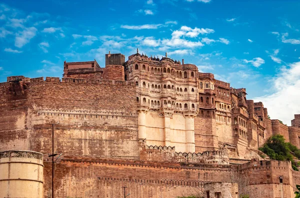 mehrangarh fort ancient king fort artistic design with bright blue sky from different angle