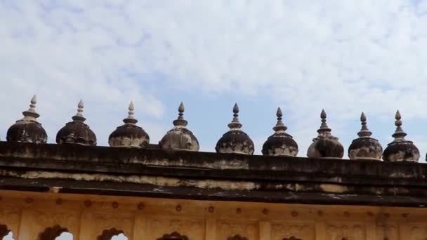 庙宇圆顶 许多有明亮的蓝天 从Mehrangarh Fort Jodhpur Rajasthan India拍摄的平角视频 — 图库视频影像