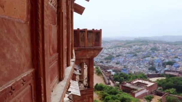 Vista Azul Cidade Fort Com Céu Brilhante Liso Vídeo Manhã — Vídeo de Stock