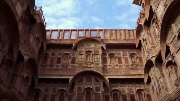 Fort Exterior Vintage Gündüz Farklı Perspektiften Çekilen Video Mehrangarh Fort — Stok video