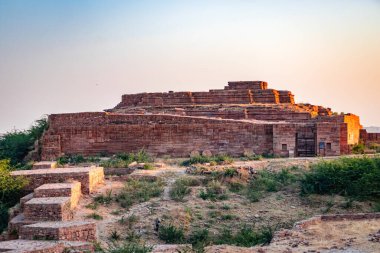 Mandore Garden Jodhpur Rajasthan Hindistan 'da çekilen eski harabe kale mimarisi..