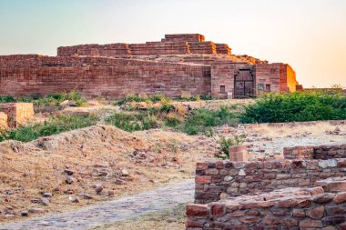 Mandore Garden Jodhpur Rajasthan Hindistan 'da çekilen eski harabe kale mimarisi..