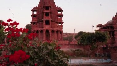 ancient hindu temple architecture from different angle at day