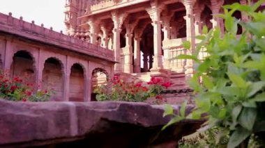 ancient hindu temple architecture from different angle at day