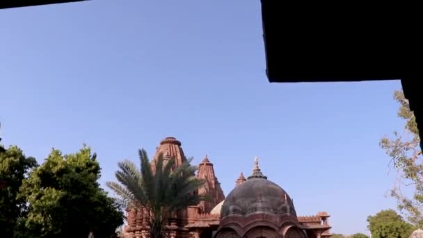 Ancient Hindu Temple Architecture Different Angle Day Shot Taken Mandoor — Stockvideo