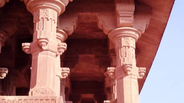 Starożytnej Hinduskiej Architektury Świątyni Jasnym Niebem Unikalnym Kątem Dzień — Wideo stockowe