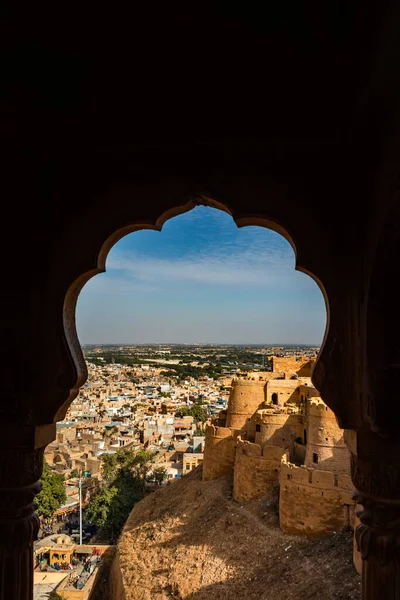 Arv Jaisalmer Fort Vintage Arkitektur Med Stadsutsikt Från Unik Vinkel — Stockfoto