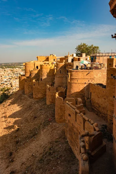 Miras Jaisalmer Kalesi Vintage Mimari Görünümü Gün Içinde Farklı Açılardan — Stok fotoğraf