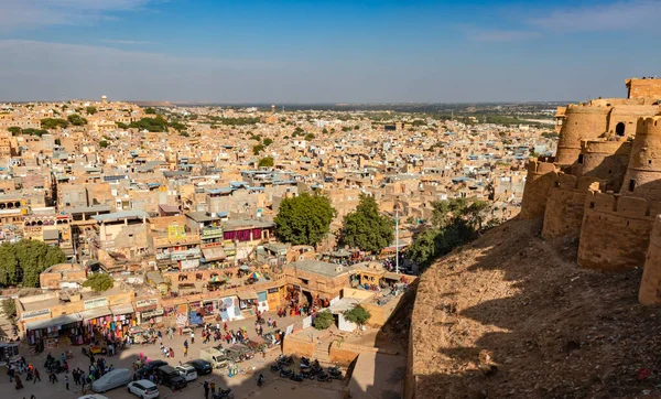 Arv Jaisalmer Fort Vintage Arkitektur Stadsutsikt Från Olika Vinkel Dagen — Stockfoto