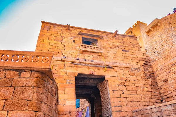 Erbe Jaisalmer Fort Vintage Eingang Architektur Aus Verschiedenen Blickwinkeln Tag — Stockfoto