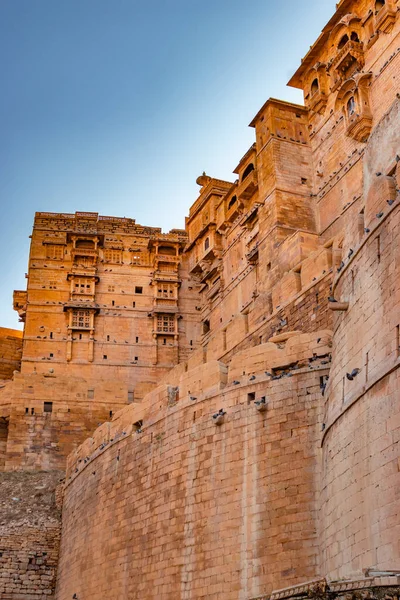 Herança Antiga Jaisalmer Fort Vista Vintage Com Céu Brilhante Manhã — Fotografia de Stock
