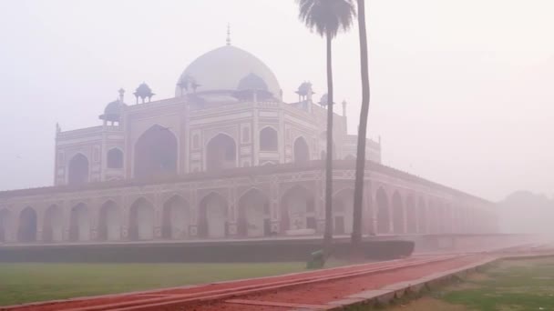Sisli Bir Sabahta Humayun Mezarı Delhi Hindistan Eşsiz Bir Bakış — Stok video