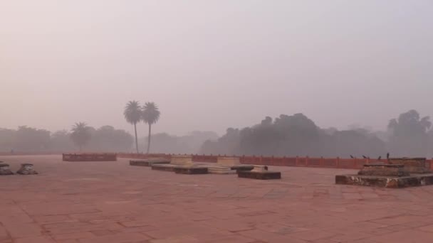 Humayun Sír Ködös Reggelen Egyedi Nézőpontból Felvétel Készül Delhi Indiában — Stock videók