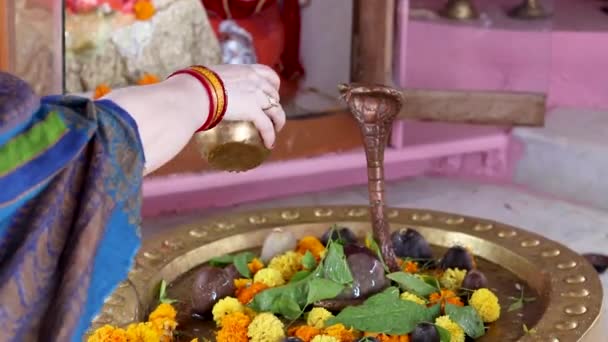 Wielbiciel Wścibski Pana Shiva Świątyni Płaskim Kątem — Wideo stockowe
