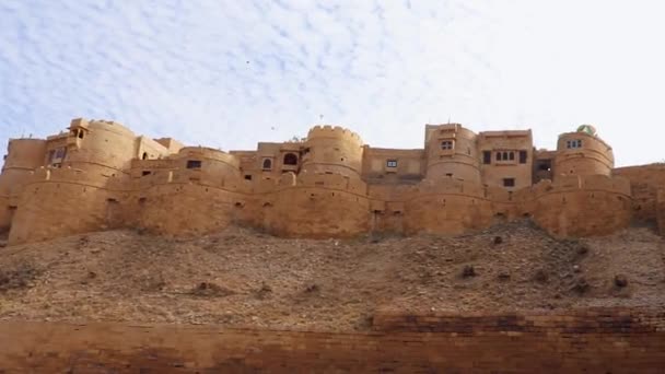 Patrimonio Antiguo Jaisalmer Fortaleza Vintage Vista Con Cielo Brillante Por — Vídeo de stock