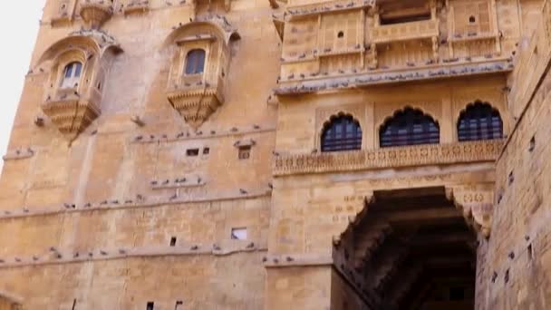 Древнее Наследие Jaisalmer Форт Винтажный Вид Ярким Небом Утро — стоковое видео