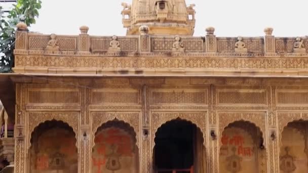 Κληρονομιά Jaisalmer Φρούριο Ναός Vintage Αρχιτεκτονική Από Διαφορετική Γωνία Την — Αρχείο Βίντεο