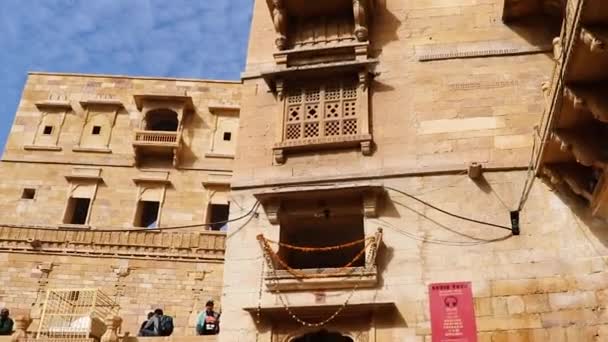 Αρχαία Κληρονομιά Jaisalmer Φρούριο Vintage Θέα Φωτεινό Ουρανό Πρωί — Αρχείο Βίντεο