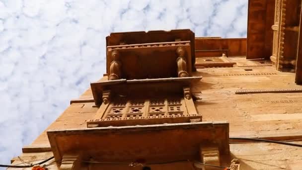 Patrimonio Antiguo Jaisalmer Fortaleza Vintage Vista Con Cielo Brillante Por — Vídeo de stock