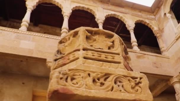 Κληρονομιά Jaisalmer Φρούριο Vintage Αρχιτεκτονική Πυλώνα Από Διαφορετική Γωνία Την — Αρχείο Βίντεο