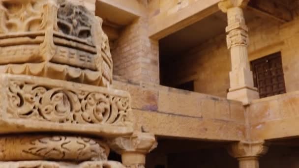 Κληρονομιά Jaisalmer Φρούριο Vintage Αρχιτεκτονική Πυλώνα Από Διαφορετική Γωνία Την — Αρχείο Βίντεο