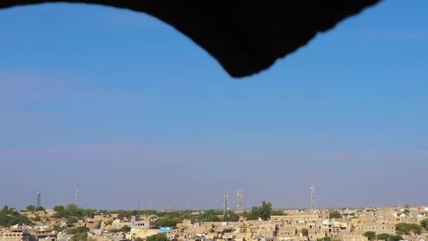 Erfgoed Jaisalmer Fort Vintage Architectuur Met Uitzicht Stad Vanuit Een — Stockvideo