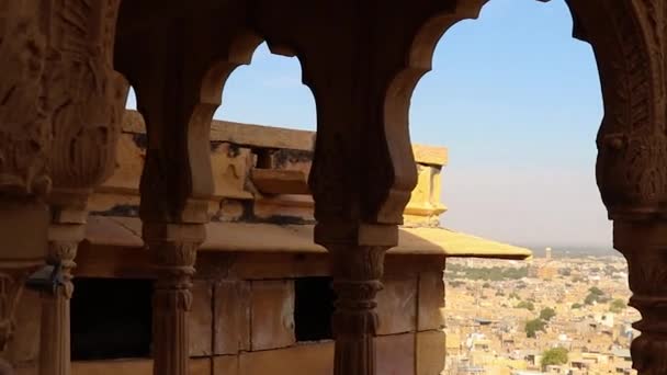 Heritage Jaisalmer Fort Vintage Architecture City View Unique Angle Day — Stock Video