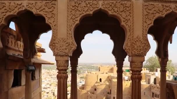 Κληρονομιά Jaisalmer Φρούριο Vintage Αρχιτεκτονική Από Διαφορετική Γωνία Την Ημέρα — Αρχείο Βίντεο