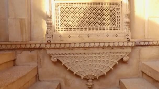 Κληρονομιά Jaisalmer Φρούριο Vintage Αρχιτεκτονική Παραθύρων Από Διαφορετική Γωνία Την — Αρχείο Βίντεο