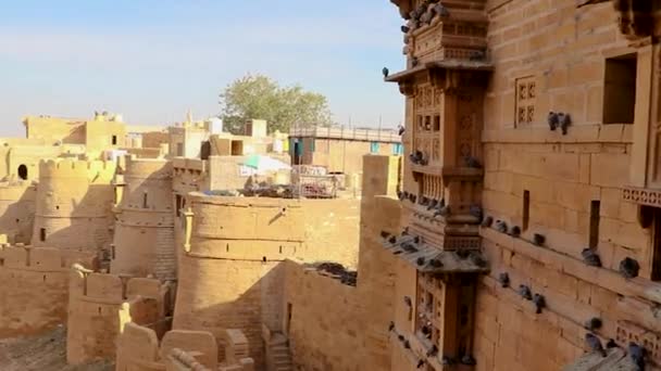 Örökség Jaisalmer Erőd Évjárat Építészet Városra Néző Egyedi Szögből Nap — Stock videók