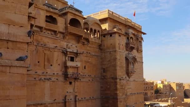 Patrimonio Jaisalmer Forte Architettura Vintage Con Vista Sulla Città Angolazione — Video Stock