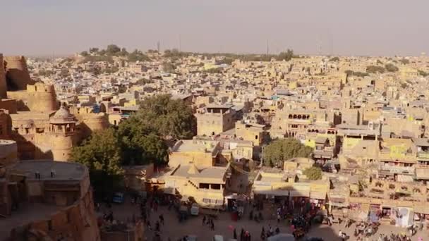 Patrimonio Jaisalmer Fort Arquitectura Vintage Con Vista Ciudad Desde Ángulo — Vídeo de stock