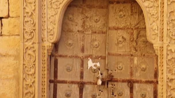 Κληρονομιά Jaisalmer Φρούριο Vintage Αρχιτεκτονική Πόρτα Από Διαφορετική Γωνία Την — Αρχείο Βίντεο