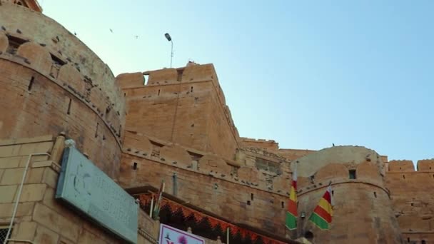 Ősi Örökség Jaisalmer Erőd Évjárat Kilátás Fényes Reggeli Lövés Veszik — Stock videók