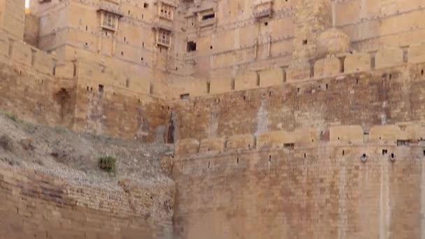 Antigua Herencia Jaisalmer Fortaleza Vintage Vista Con Cielo Brillante Toma — Vídeo de stock