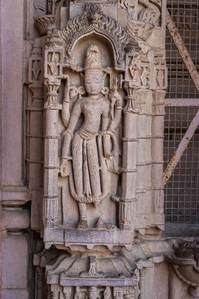 Hinduistický Bůh Jedinečný Idol Ryté Umění Zdi Chrámu Plochého Úhlu — Stock fotografie