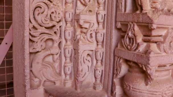 Hindu Gud Unik Idol Graverad Konst Tempel Vägg Från Platt — Stockvideo