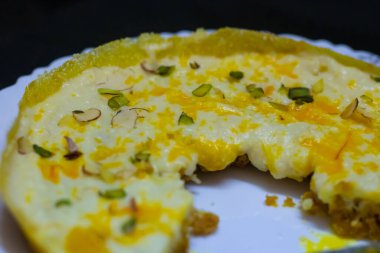 ghewar Hindistanlı lezzetli tatlı detaylara yakın çekim