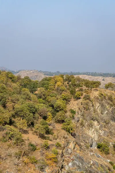 stock image barren dry mountain range landscape at afternoon from different angle image is taken at Kumbhal fort kumbhalgarh rajasthan india.