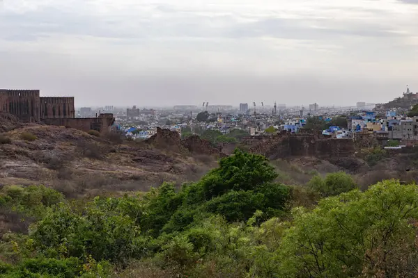 stock image city view from outskirt at evening from flat angle image is taken at mehrangarh fort jodhpur rajasthan india.