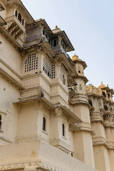 stock image historical palace unique architecture from different angle at day image is taken at city palace, Udaipur rajasthan india.