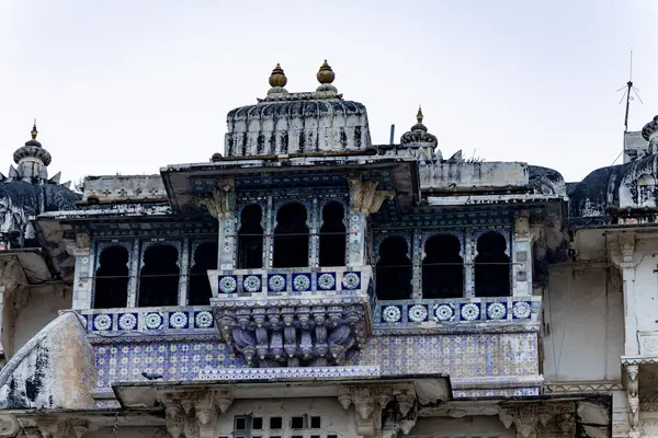 Stock image historical palace unique architecture with bright sky from different angle at evening image is taken at city palace, Udaipur rajasthan india.