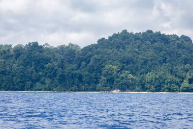 berrak mavi gökyüzü manzaralı sakin okyanus yüzeyi olan ada manzarası