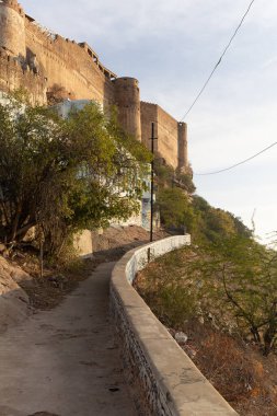 vintage fort protection wall exterior view from outside at morning clipart