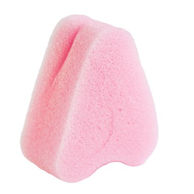 Pembe adet süngeri tamponu, beyaz arka planda izole edilmiş. Yan görüş. Kadın hijyeni konsepti. Kare.