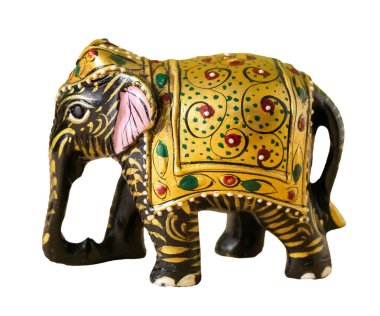 Hint fili figürü. İyi şans için Hint hatırası. Beyaz arka planda izole edilmiş. Yan görüş. Yatay