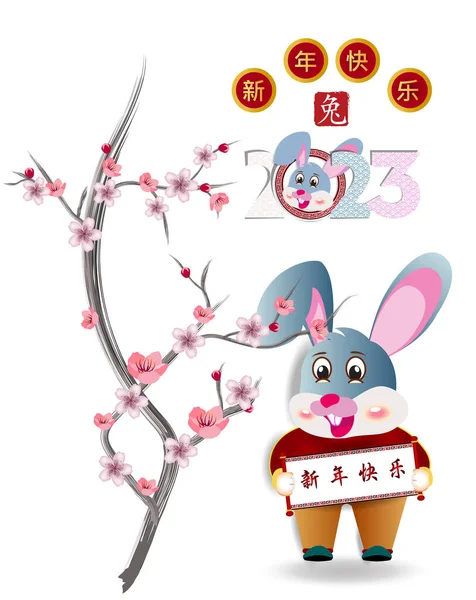 Mutlu Yıllar 2023 Çin Yeni Yılı Tavşan Yılı — Stok Vektör