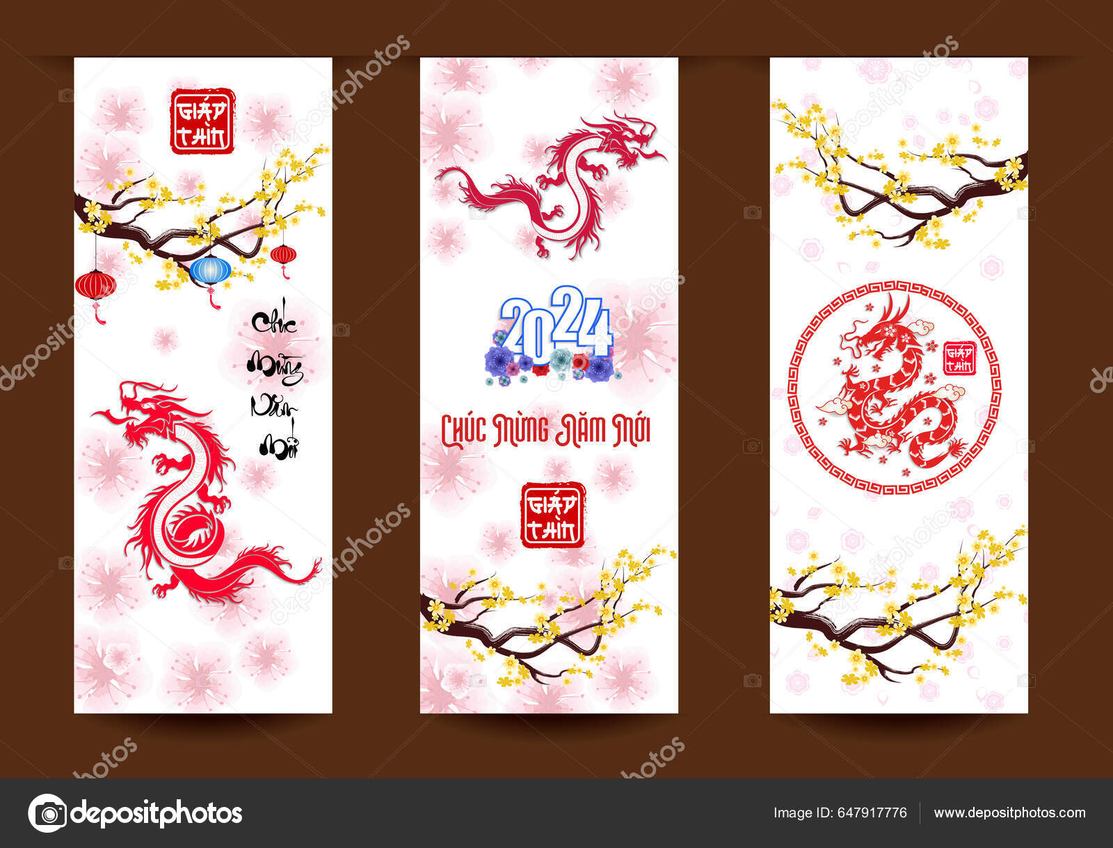 Lunar New Year Vietnamese New Year Chinese New Year 2024 Stock Vector