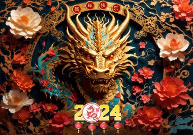 Çin Yeni Yılı için Ejderha Çizimi 2024 